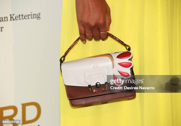 Model Lais Ribeiro, purse detail, attends 2017 ARD Foundation 'A Brazilian Night' at Cipriani 42nd Street on September 7, 2017 in New York City.