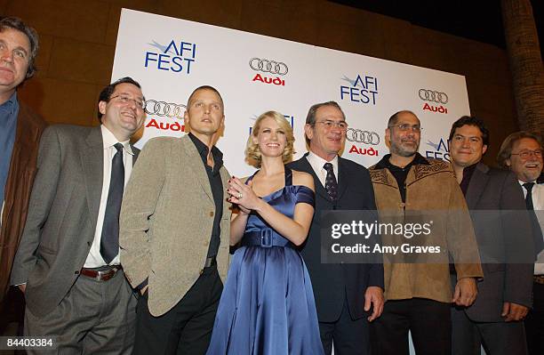 Tom Bernard,Michael Barker, Barry Pepper, January Jones, Tommy Lee Jones, Guillermo Arriaga and Julio Cedillo