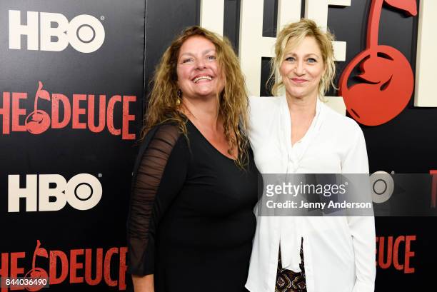 Aida Turturro and Edie Falco attend "The Deuce" New York premiere at SVA Theater on September 7, 2017 in New York City.