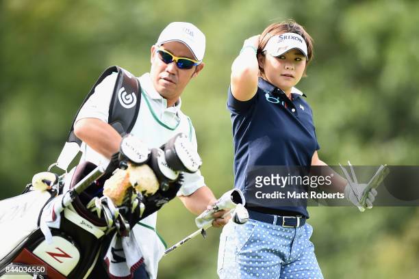 Hiroko Azuma of Japan looks on after her approach shot on the 11th hole during the second round of the 50th LPGA Championship Konica Minolta Cup 2017...