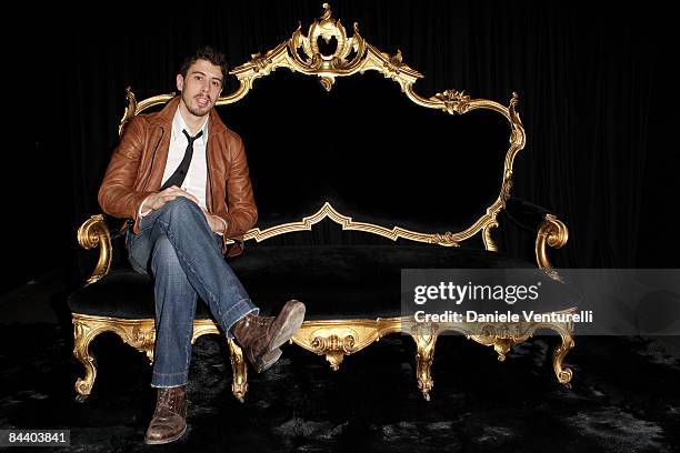 Actor Toby Kebbell poses at the Dolce & Gabbana Prive prior to the show as part of Milan Fashion Week Autumn/Winter 2009/10 Menswear on January 17,...