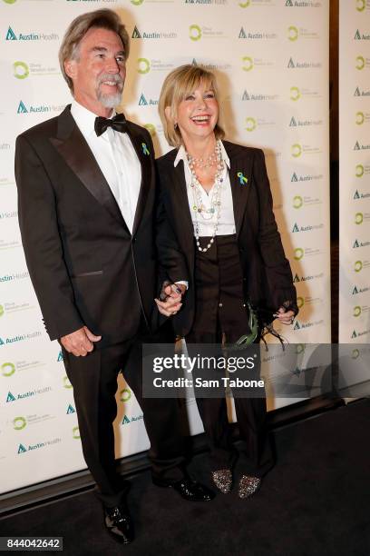 John Easterling and Olivia Newton John attends the Olivia Newton-John Gala Red Carpet at Crown Palladium on September 8, 2017 in Melbourne, Australia.