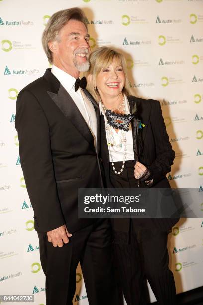 John Easterling and Olivia Newton John attends the Olivia Newton-John Gala Red Carpet at Crown Palladium on September 8, 2017 in Melbourne, Australia.