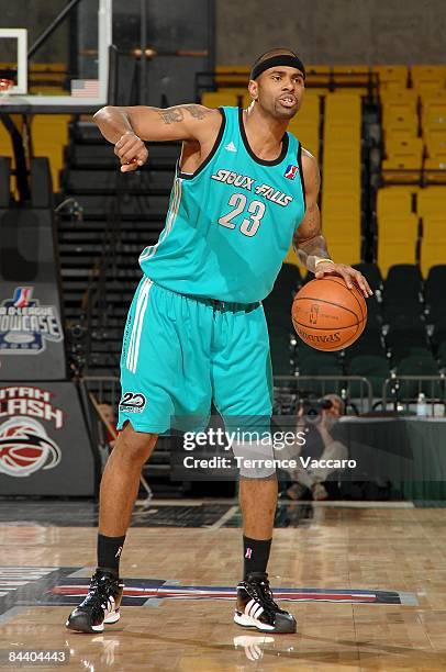 Gary Forbes of the Sioux Falls Skyforce moves the ball up court during day 1 of the D-League Showcase against the Albuquerque Thunderbirds at McKay...