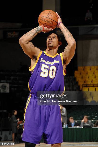 Dwayne Mitchell of the Los Angeles D-Fenders shoots a free throw during day 1 of the D-League Showcase against the Bakersfield Jam at McKay Events...