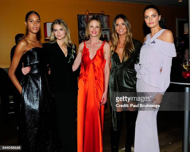 Cindy Bruna, Kate Upton, Anne V, Heidi Klum and Barbara Fialho attend Brooks Brothers with The Cinema Society host the premiere of "House of Z" at...
