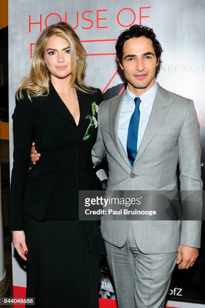 Kate Upton and Zac Posen attend Brooks Brothers with The Cinema Society host the premiere of "House of Z" at Crosby Street Hotel on September 7, 2017...