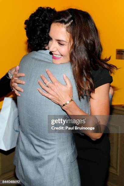 Zac Posen and Katie Holmes attend Brooks Brothers with The Cinema Society host the premiere of "House of Z" at Crosby Street Hotel on September 7,...