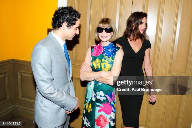 Zac Posen, Anna Wintour and Katie Holmes attend Brooks Brothers with The Cinema Society host the premiere of "House of Z" at Crosby Street Hotel on...