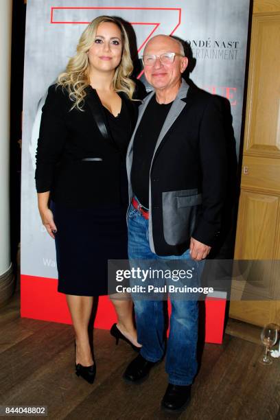 Sandy Chronopoulos and Stephen Posen attend Brooks Brothers with The Cinema Society host the premiere of "House of Z" at Crosby Street Hotel on...