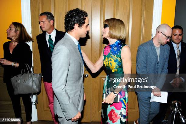 Zac Posen and Anna Wintour attend Brooks Brothers with The Cinema Society host the premiere of "House of Z" at Crosby Street Hotel on September 7,...