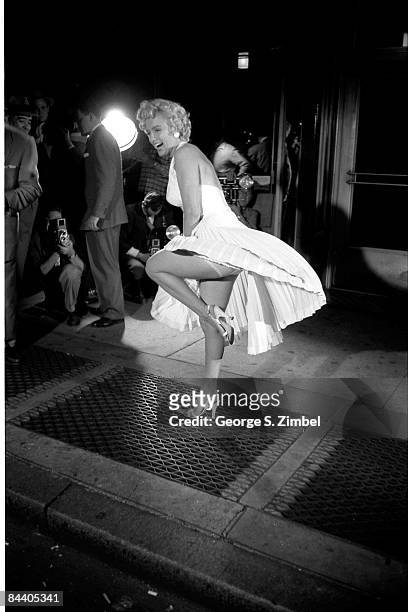 American film actress and sex symbol Marilyn Monroe on location during the filming of 'The Seven Year Itch' , New York, New York, September 14th and...