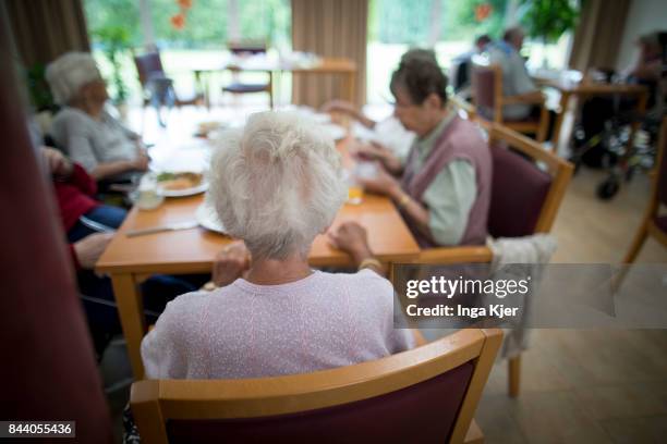 Eberswalde-Finow, GERMANY Residents are are having lunch in a retirement home on August 08, 2017 in Eberswalde-Finow, Germany.