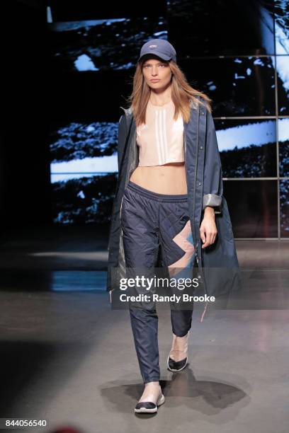 Model walks the catwalk during the Kith Sport Runway show September 2017 at New York Fashion Week on September 7, 2017 in New York City.