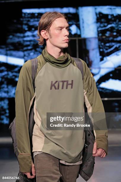 Model walks the catwalk during the Kith Sport Runway show September 2017 at New York Fashion Week on September 7, 2017 in New York City.