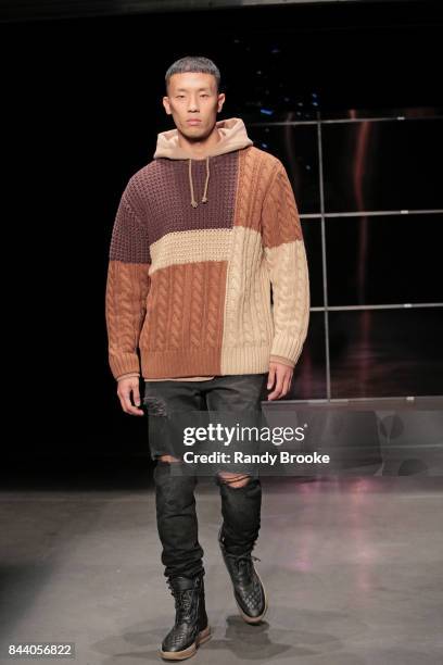 Model walks the catwalk during the Kith Sport Runway show September 2017 at New York Fashion Week on September 7, 2017 in New York City.