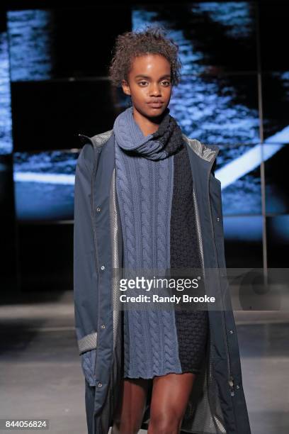 Model walks the catwalk during the Kith Sport Runway show September 2017 at New York Fashion Week on September 7, 2017 in New York City.