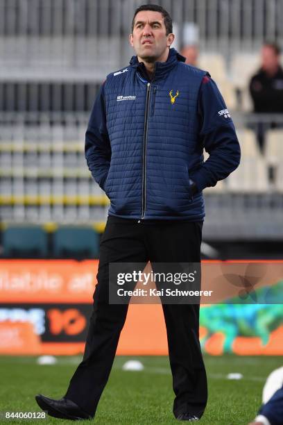 Head Coach Hoani Macdonald of Southland looks on prior to the Ranfurly Shield round four Mitre 10 Cup match between Canterbury and Southland on...