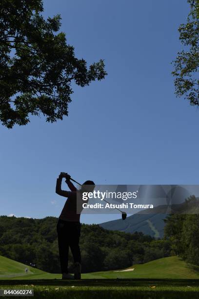 Pei-Ying Tsai of Taiwan hits her tee shot on the 15th hole during the second round of the 50th LPGA Championship Konica Minolta Cup 2017 at the Appi...