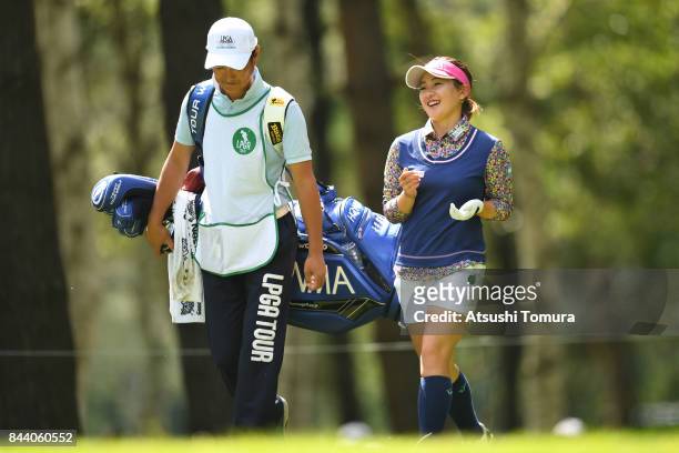 Kana Nagai of Japan smiles during the second round of the 50th LPGA Championship Konica Minolta Cup 2017 at the Appi Kogen Golf Club on September 8,...