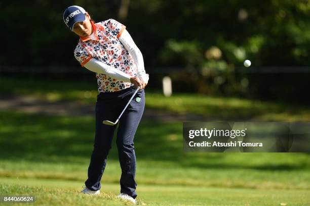 Maiko Wakabayashi of Japan chips onto the 15th green during the second round of the 50th LPGA Championship Konica Minolta Cup 2017 at the Appi Kogen...