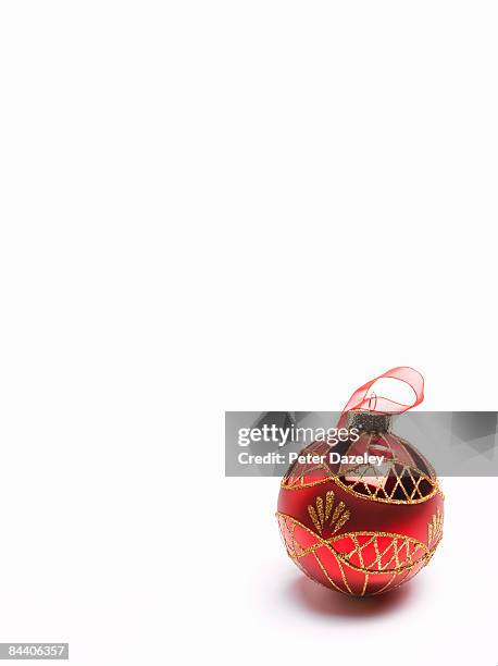 christmas bauble on white background - christmas ball stock pictures, royalty-free photos & images