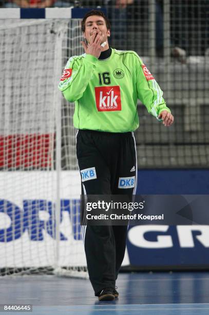 Carsten Lichtlein of Germany is seen during the Men's World Handball Championships match between Germany and Poland at the Sports Centre Varazdin on...