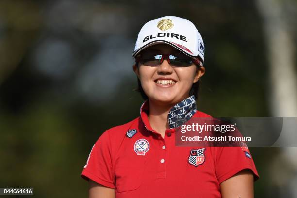 Karen Gondo of Japan smiles during the second round of the 50th LPGA Championship Konica Minolta Cup 2017 at the Appi Kogen Golf Club on September 8,...