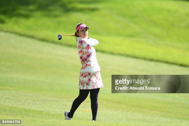 Yuki Ichinose of Japan hits her second shot on the 13th hole during the second round of the 50th LPGA Championship Konica Minolta Cup 2017 at the...