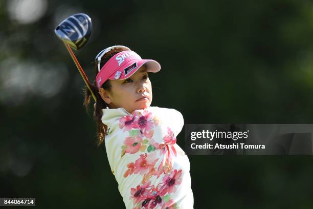 Yuki Ichinose of Japan hits her tee shot on the 13th hole during the second round of the 50th LPGA Championship Konica Minolta Cup 2017 at the Appi...