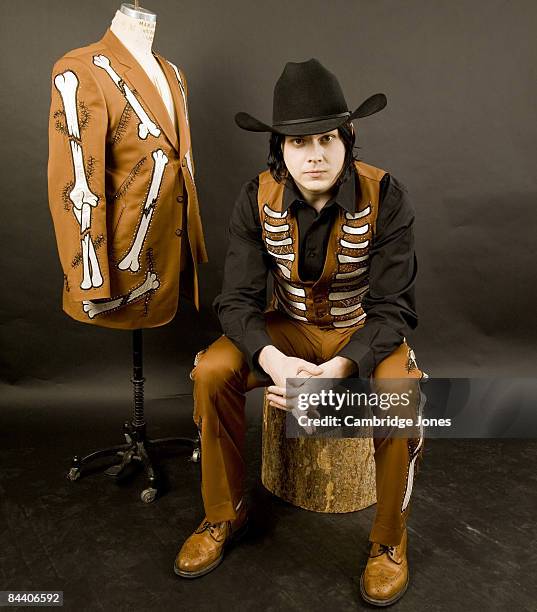 Singer and musician Jack White poses at a portrait session for photographer Cambridge Jones's book on Manuel-The Rhinestone Rembrant.