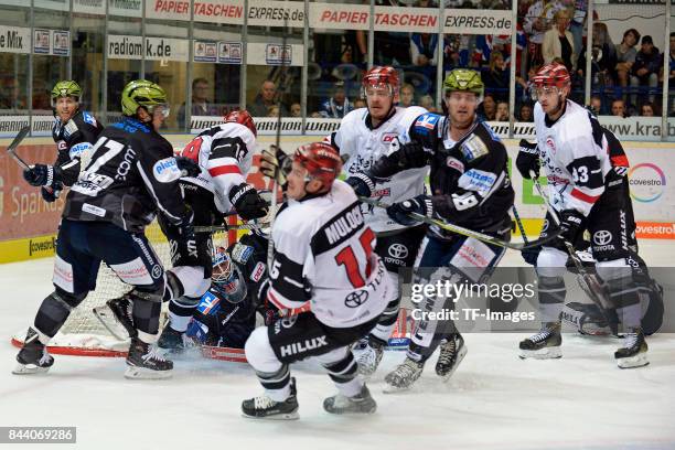 Sebastian Dahm of Iserlohn in action during a friendly match between Iserlohn Roosters and Koelner Haie on September 1, 2017 in Iserlohn, Germany.