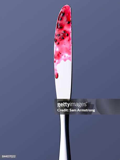 knife covered in jam - jam stock pictures, royalty-free photos & images