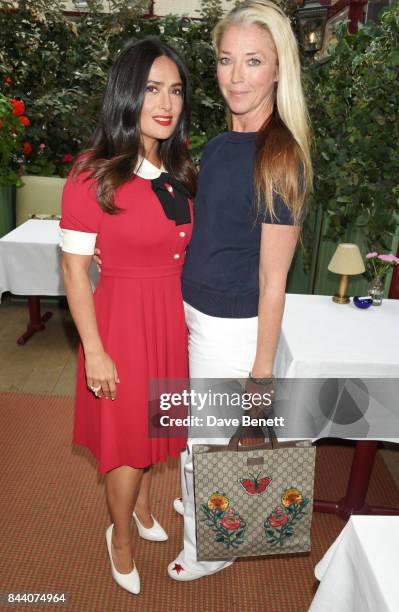 Salma Hayek and Tamara Beckwith attend the mothers2mothers Host Committee Breakfast at Mark's Club on September 7, 2017 in London, England.