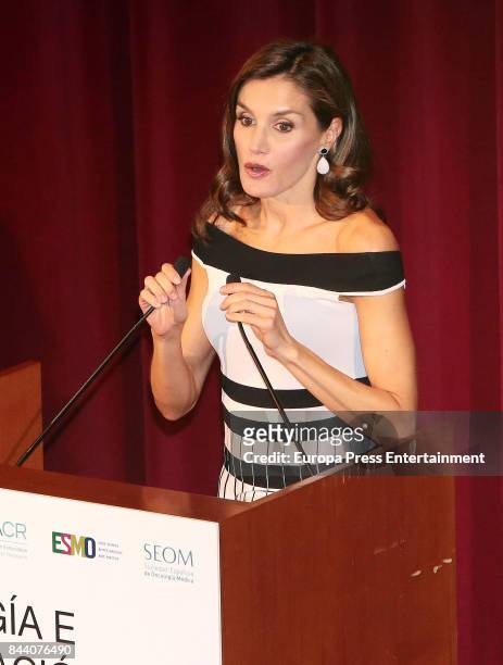Queen Letizia of Spain receives members of Oncology Congress 'Esmo 2017' on September 7, 2017 in Madrid, Spain.