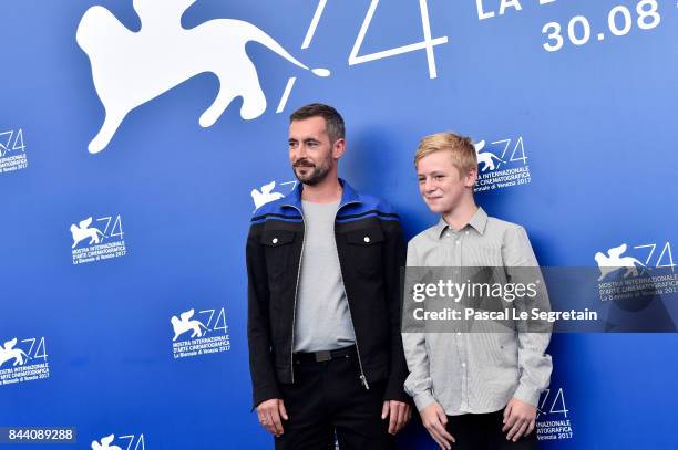 Xavier Legrand and Thomas Gioria attend the 'Jusqu'a La Garde' photocall during the 74th Venice Film Festival on September 8, 2017 in Venice, Italy.