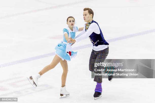 Apollinariia Panfilova and Dmitry Rylov of Russia compete in the Junior Pairs Free Skating during day 2 of the Riga Cup ISU Junior Grand Prix of...