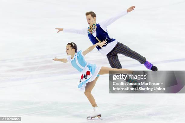 Apollinariia Panfilova and Dmitry Rylov of Russia compete in the Junior Pairs Free Skating during day 2 of the Riga Cup ISU Junior Grand Prix of...