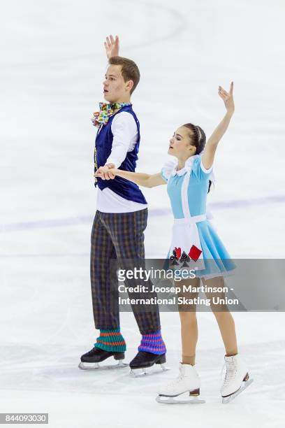 Apollinariia Panfilova and Dmitry Rylov of Russia compete in the Junior Pairs Free Skating during day 2 of the Riga Cup ISU Junior Grand Prix of...