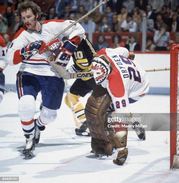 Montreal Canadiens Larry Robinson and goalie Ken Dryden in action vs Boston Bruins. Cover. Montreal, Canada 5/13/1978--5/23/1978 CREDIT: Manny Millan