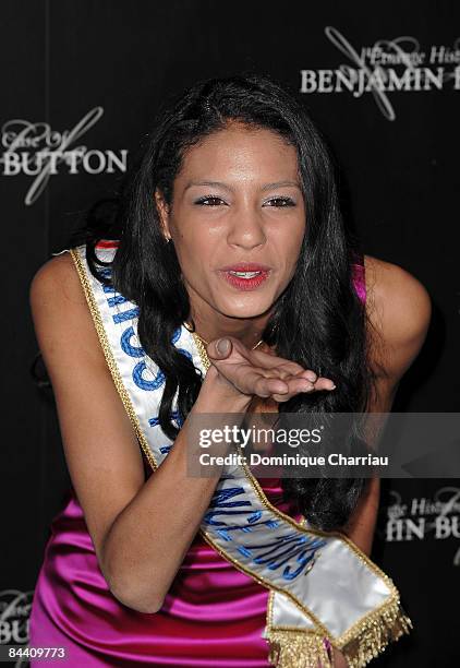 Miss France 2009 Chloe Mortaudattends "The Curious Case of Benjamin Button" Paris Premiere at Gaumont Marignan on January 22, 2009 in Paris, France.