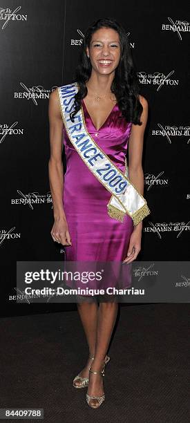 Miss France 2009 Chloe Mortaudattends "The Curious Case of Benjamin Button" Paris Premiere at Gaumont Marignan on January 22, 2009 in Paris, France.