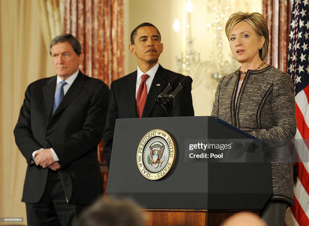 Obama, Biden, Clinton, Holbrooke And Mitchell At The State Department