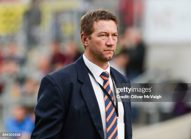 Belfast , United Kingdom - 1 September 2017; Cheetahs forwards coach Corniel Van Zyl before the Guinness PRO14 Round 1 match between Ulster and...