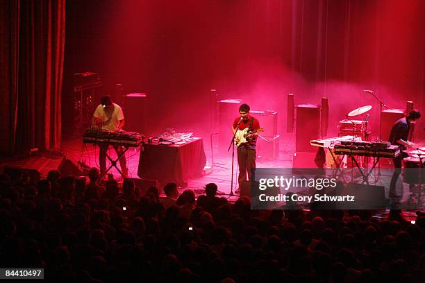 Brian Weitz "Geologist", Dave Portner "Avery Tare" and Noah Lennox "Panda Bear" of Animal Collective perform at the Grand Ballroom at the Manhattan...