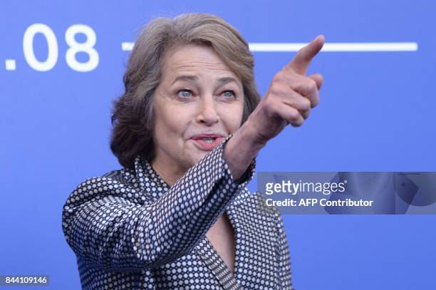 British actress Charlotte Rampling attends the photocall of the movie "Hannah" presented in competition at the 74th Venice Film Festival on September...