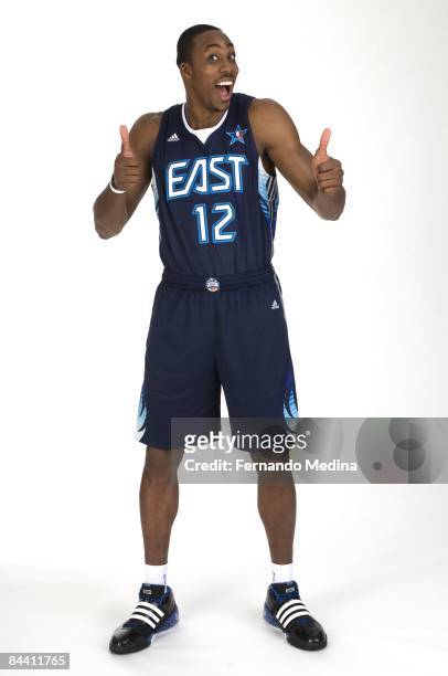 Dwight Howard of the Orlando Magic poses for portrait in his 2009 NBA All-Star uniform on January 19, 2009 at the RDV Sportsplex in Maitland,...
