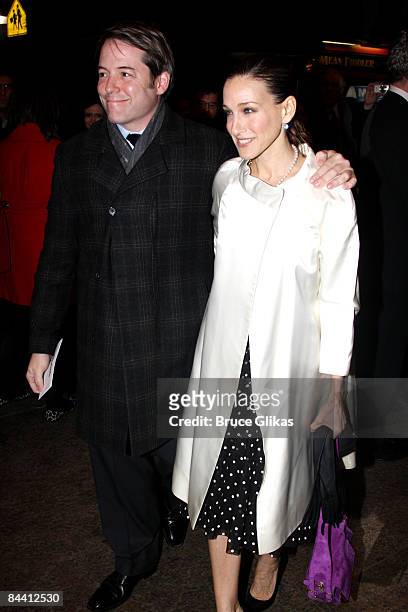 Matthew Broderick and Sarah Jessica Parker attend the opening night of "The American Plan" on Broadway at the Samuel J. Friedman Theatre on January...