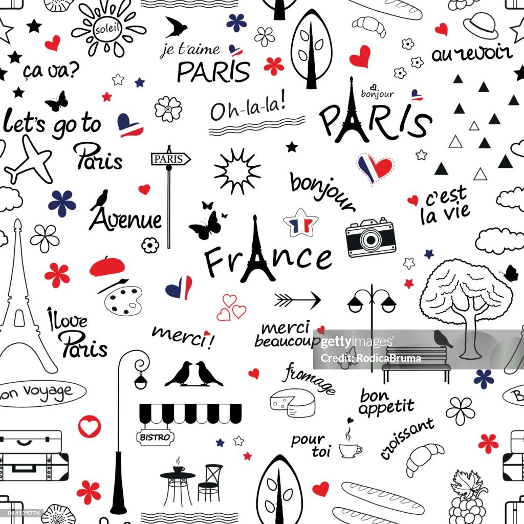 France Vector Pattern Seamless Pattern With Symbols Of France High-Res Vector Graphic - Getty ...