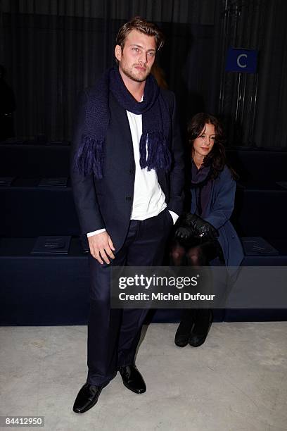 Andreas Wilson and Nicole Janota attend the Louis Vuitton fashion show during Paris Fashion Week Menswear Autumn/Winter 2009 on January 22, 2009 in...